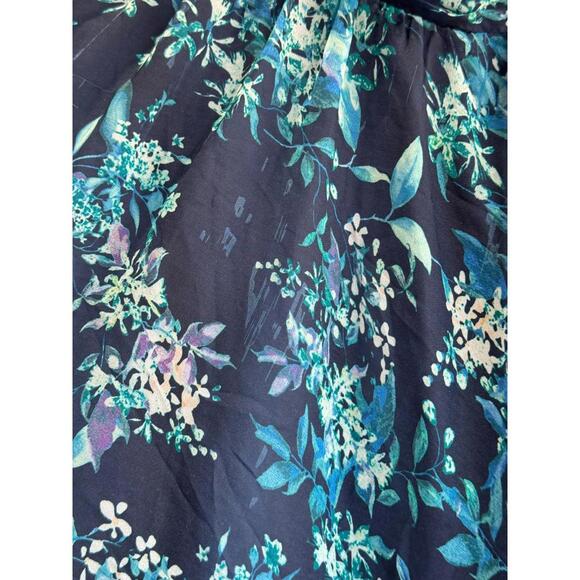 Ieena for Mac Duggal Blue Ruffle Tiered Floral Cut Out Gown Size 8 Fabric Pull - Picture 7 of 10